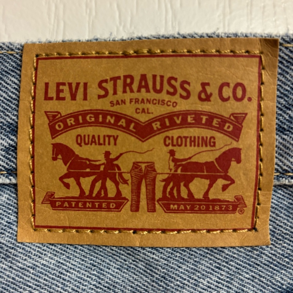 Levi’s 94 Baggy Vintage Mid Rise Straight Leg Ripped Denim Blue Jeans Size 28 - Picture 12 of 14